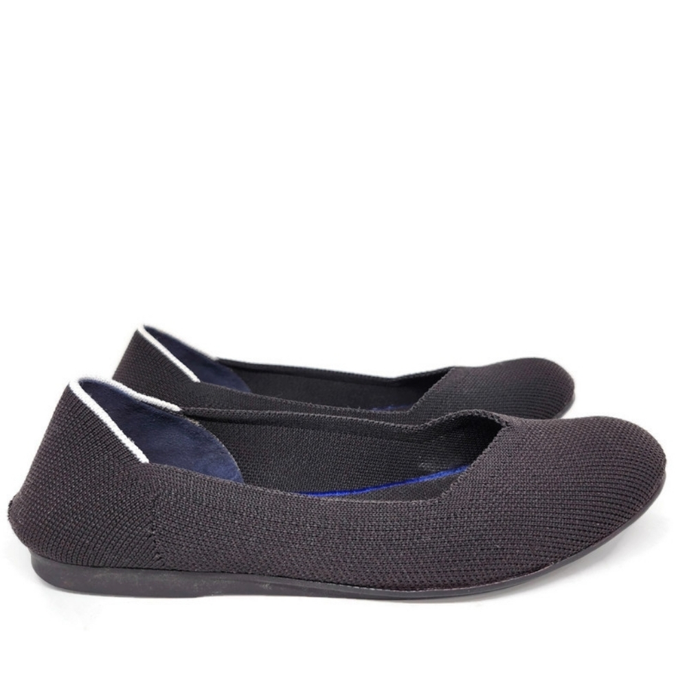 Rothy's The Flat Black White Halo Retired Round-Toe Slip-On Flats - Picture 7 of 10